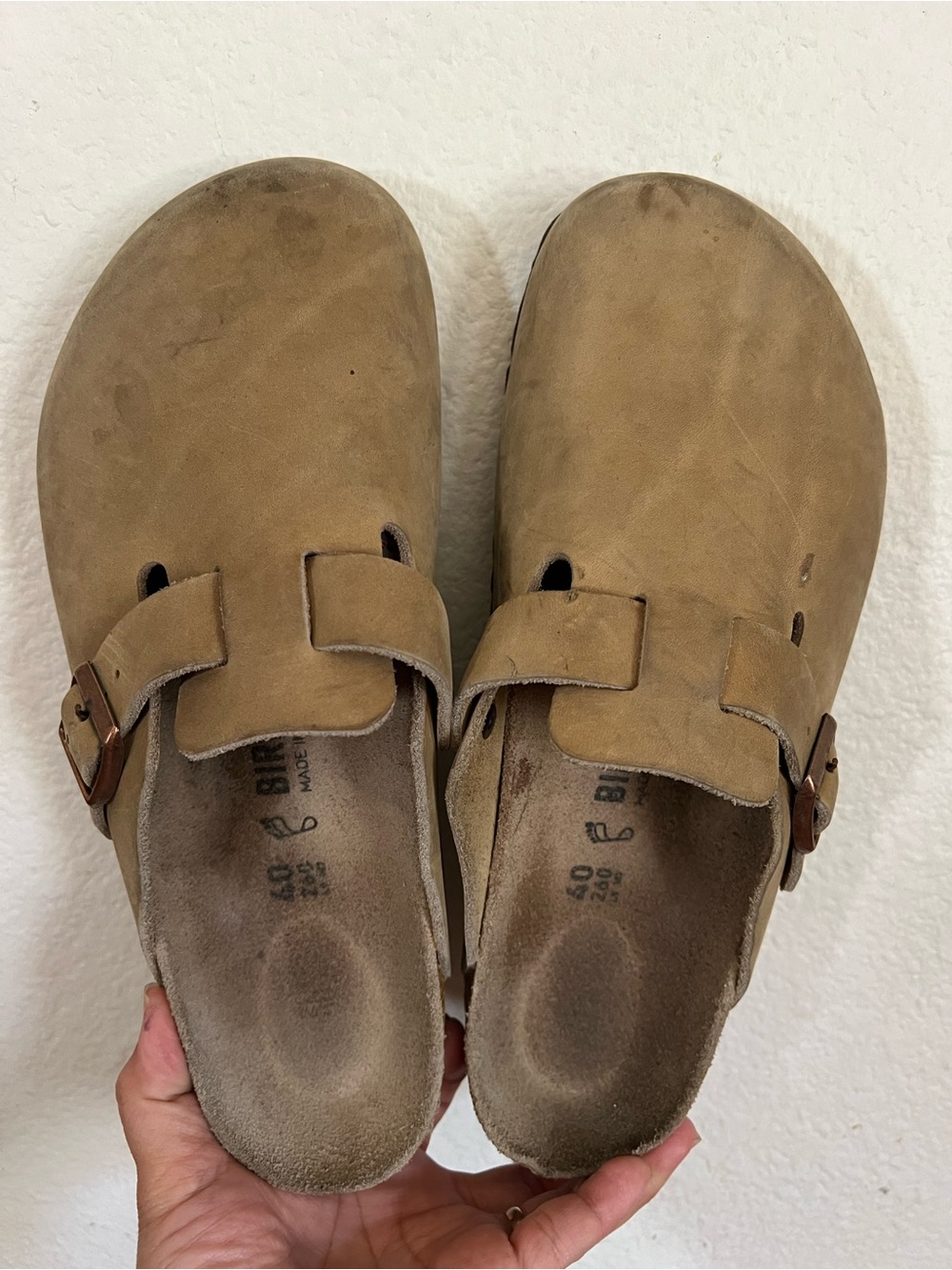 Birkenstock Boston Tobacco Brown Leather  Size 40 US W9–9.5 M 7–7.5.